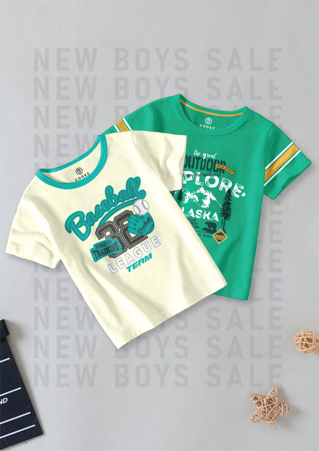 CODEZ Boys Pack Of 2 Round Neck Printed Tshirts