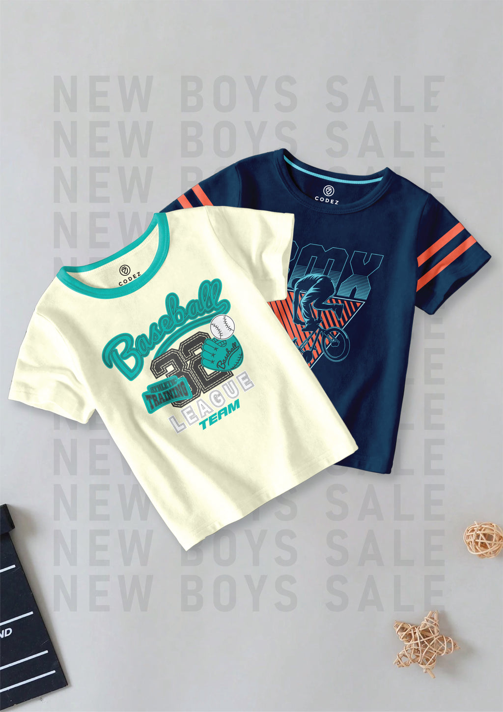 CODEZ Boys Pack Of 2 Round Neck Printed Tshirts
