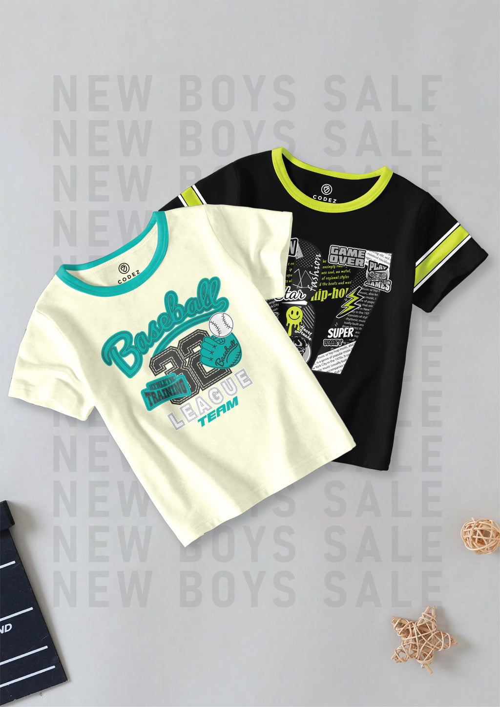 CODEZ Boys Pack Of 2 Round Neck Printed Tshirts