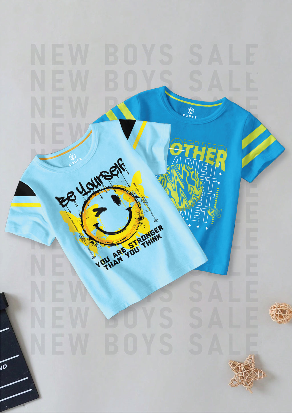 CODEZ Boys Pack Of 2 Round Neck Printed Tshirts