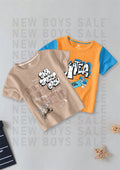 CODEZ Boys Pack Of 2 Round Neck Printed Tshirts