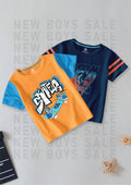 CODEZ Boys Pack Of 2 Round Neck Printed Tshirts