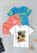 CODEZ Boys Pack Of 3 Round Neck Printed Tshirts