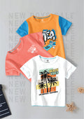 CODEZ Boys Pack Of 3 Round Neck Printed Tshirts