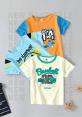 CODEZ Boys Pack Of 3 Round Neck Printed Tshirts