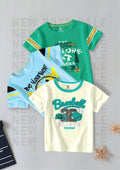 CODEZ Boys Pack Of 3 Round Neck Printed Tshirts