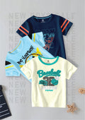 CODEZ Boys Pack Of 3 Round Neck Printed Tshirts