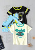 CODEZ Boys Pack Of 3 Round Neck Printed Tshirts