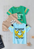 CODEZ Boys Pack Of 3 Round Neck Printed Tshirts