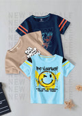 CODEZ Boys Pack Of 3 Round Neck Printed Tshirts