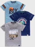 CODEZ Boys Pack Of 3 Round Neck Printed Tshirts