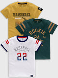 CODEZ Boys Pack Of 3 Round Neck Printed Tshirts