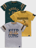 CODEZ Boys Pack Of 3 Round Neck Printed Tshirts