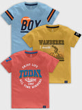 CODEZ Boys Pack Of 3 Round Neck Printed Tshirts