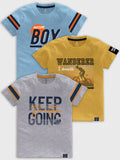 CODEZ Boys Pack Of 3 Round Neck Printed Tshirts
