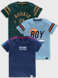 CODEZ Boys Pack Of 3 Round Neck Printed Tshirts