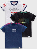 CODEZ Boys Pack Of 3 Round Neck Printed Tshirts