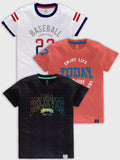 CODEZ Boys Pack Of 3 Round Neck Printed Tshirts