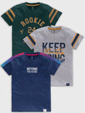CODEZ Boys Pack Of 3 Round Neck Printed Tshirts