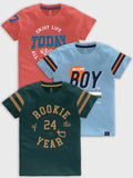 CODEZ Boys Pack Of 3 Round Neck Printed Tshirts