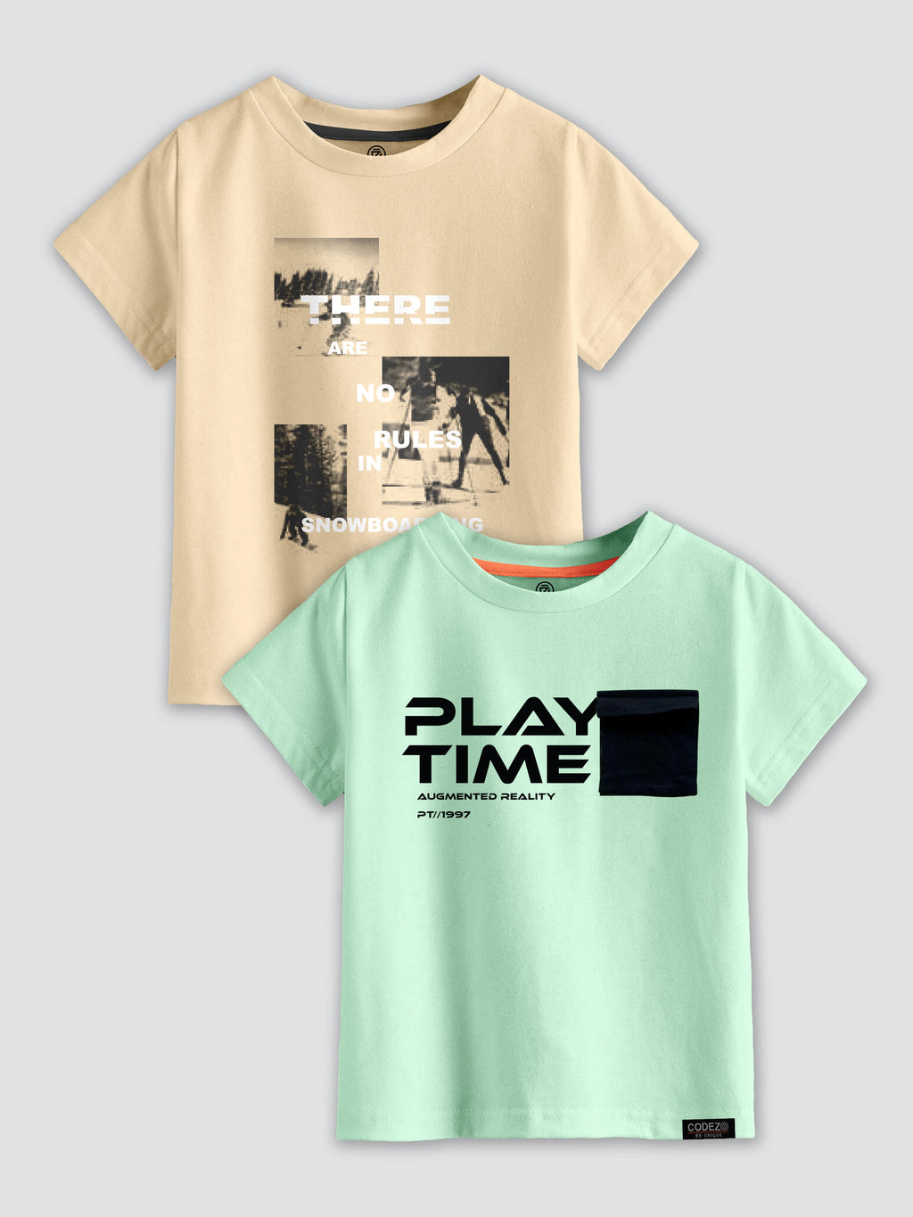 CODEZ Boys Pack Of 2 Round Neck Printed Tshirts