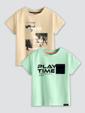 CODEZ Boys Pack Of 2 Round Neck Printed Tshirts