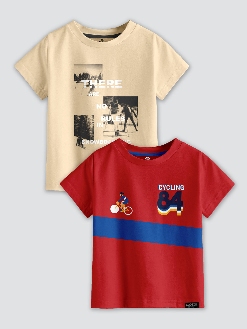 CODEZ Boys Pack Of 2 Round Neck Printed Tshirts