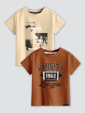 CODEZ Boys Pack Of 2 Round Neck Printed Tshirts