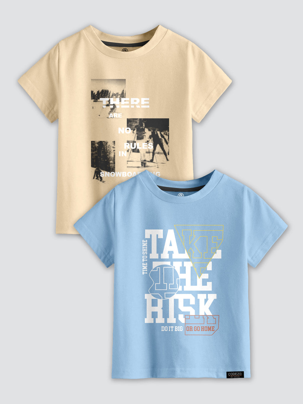 CODEZ Boys Pack Of 2 Round Neck Printed Tshirts