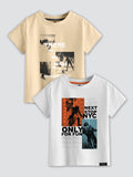 CODEZ Boys Pack Of 2 Round Neck Printed Tshirts