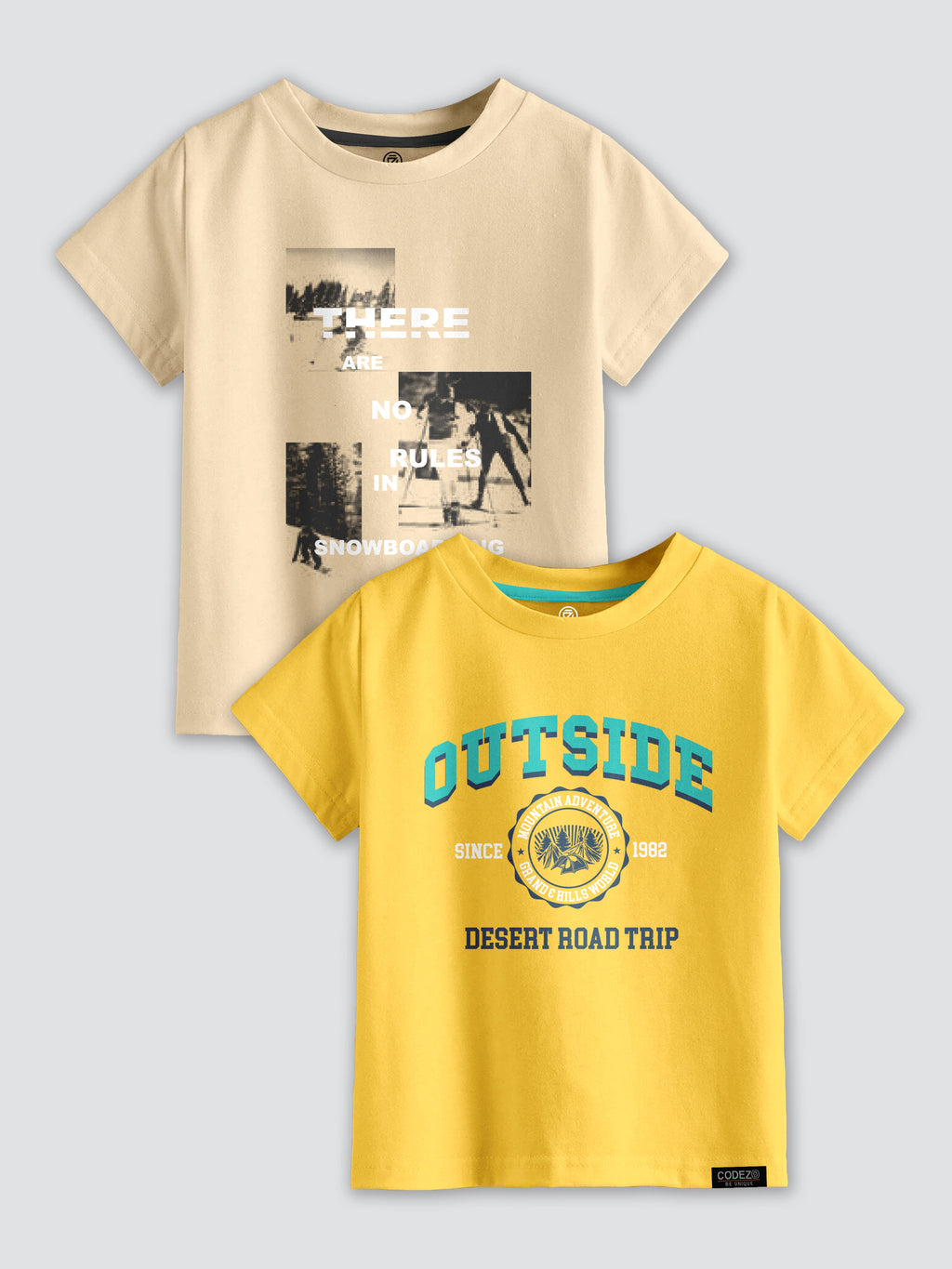 CODEZ Boys Pack Of 2 Round Neck Printed Tshirts