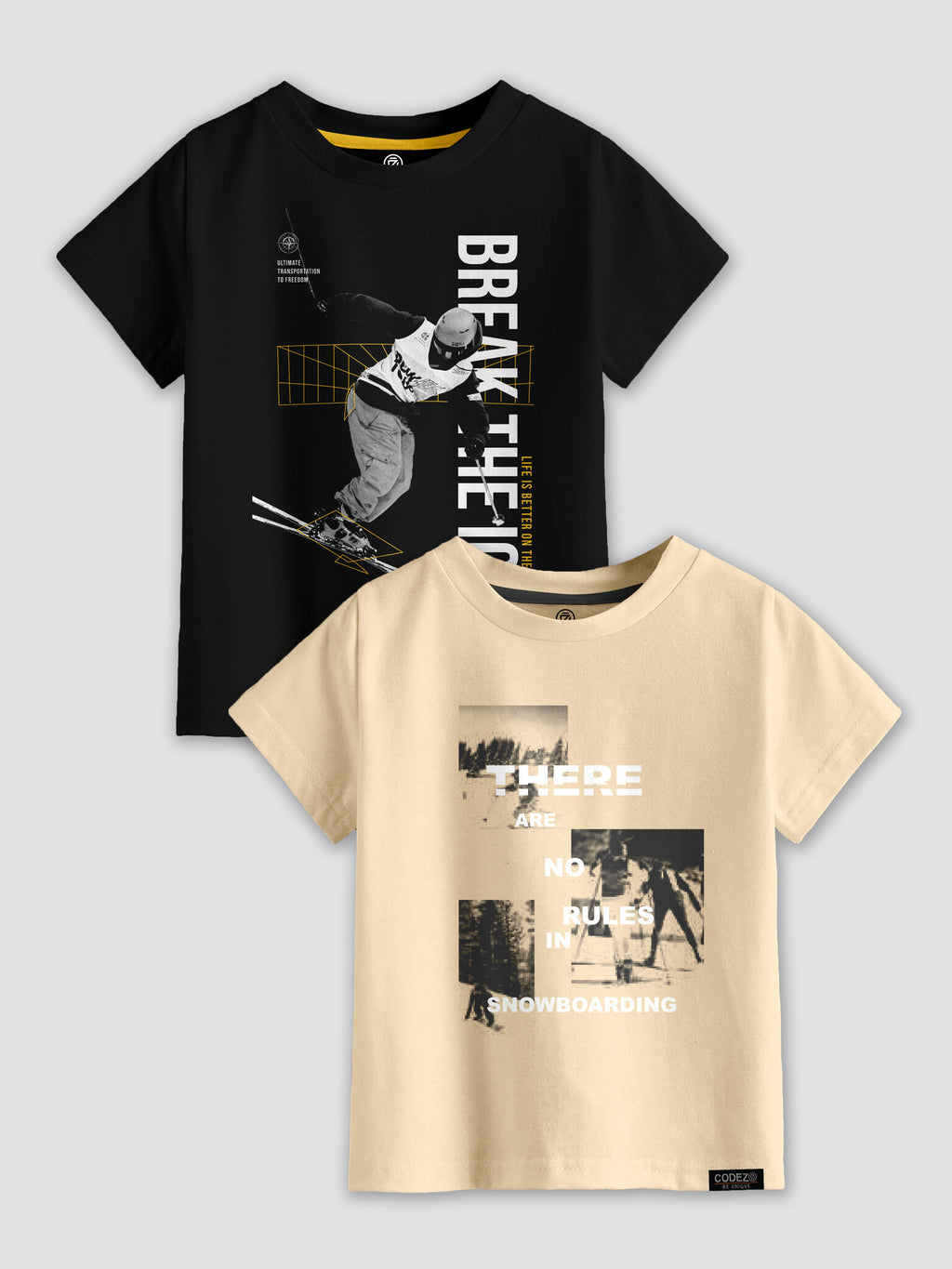 CODEZ Boys Pack Of 2 Round Neck Printed Tshirts