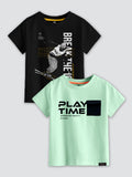 CODEZ Boys Pack Of 2 Round Neck Printed Tshirts