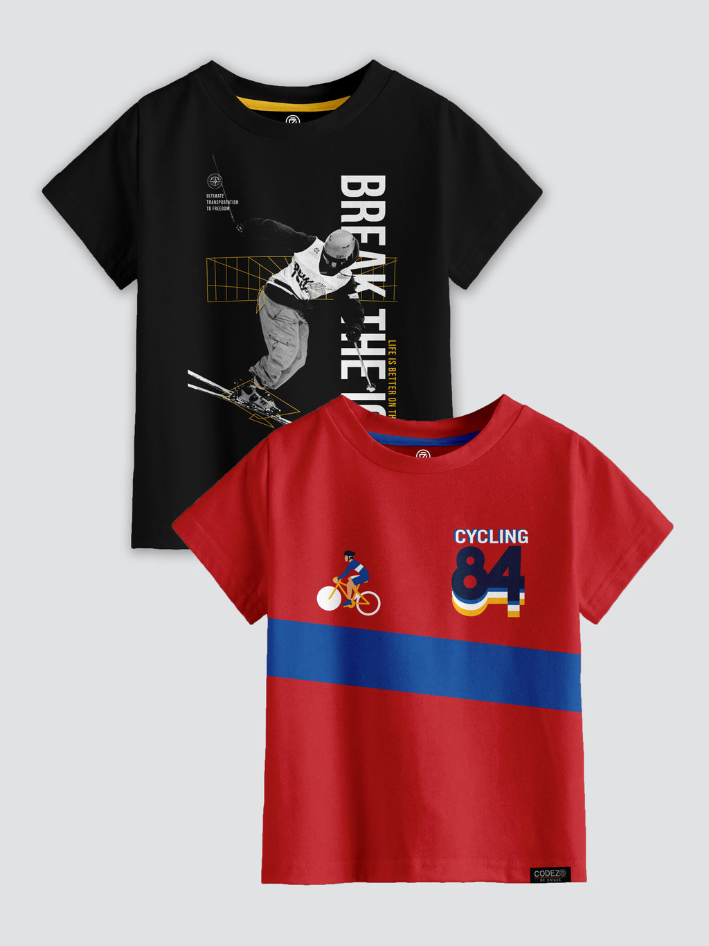 CODEZ Boys Pack Of 2 Round Neck Printed Tshirts