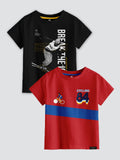 CODEZ Boys Pack Of 2 Round Neck Printed Tshirts