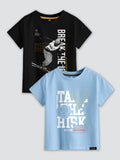 CODEZ Boys Pack Of 2 Round Neck Printed Tshirts