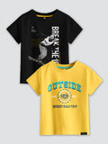 CODEZ Boys Pack Of 2 Round Neck Printed Tshirts