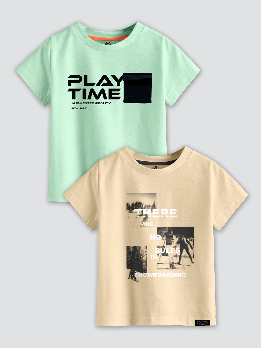 CODEZ Boys Pack Of 2 Round Neck Printed Tshirts