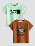 CODEZ Boys Pack Of 2 Round Neck Printed Tshirts