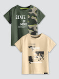 CODEZ Boys Pack Of 2 Round Neck Printed Tshirts