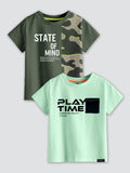 CODEZ Boys Pack Of 2 Round Neck Printed Tshirts