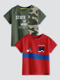 CODEZ Boys Pack Of 2 Round Neck Printed Tshirts