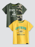 CODEZ Boys Pack Of 2 Round Neck Printed Tshirts