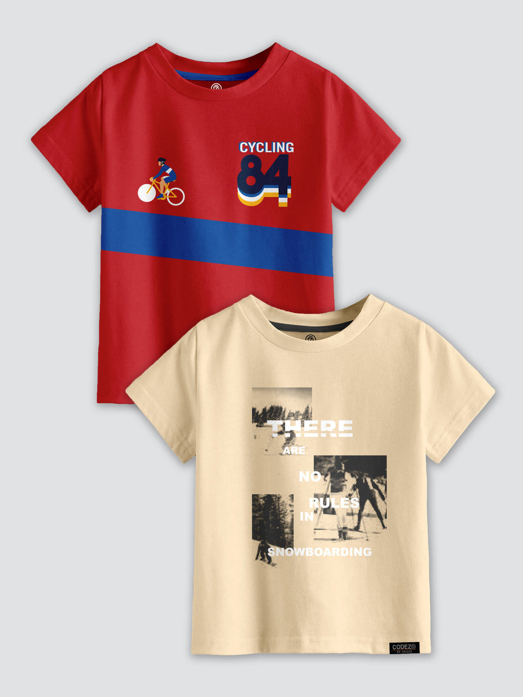 CODEZ Boys Pack Of 2 Round Neck Printed Tshirts