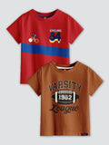 CODEZ Boys Pack Of 2 Round Neck Printed Tshirts