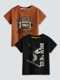 CODEZ Boys Pack Of 2 Round Neck Printed Tshirts