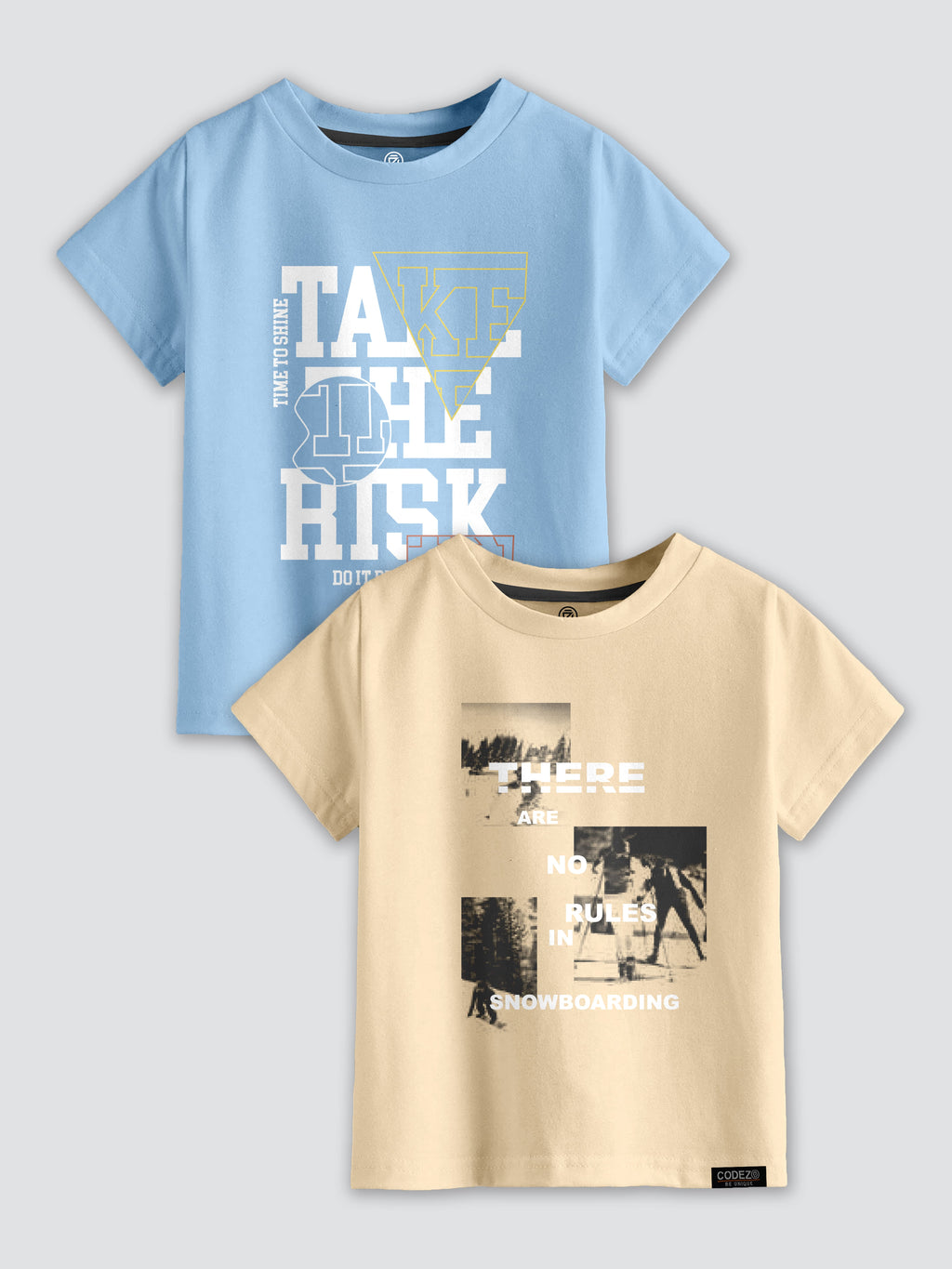 CODEZ Boys Pack Of 2 Round Neck Printed Tshirts