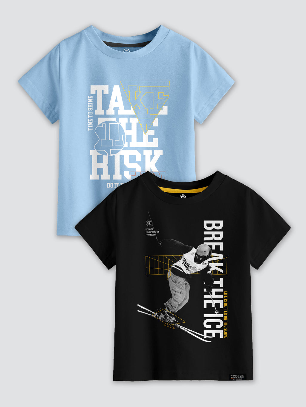 CODEZ Boys Pack Of 2 Round Neck Printed Tshirts