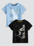 CODEZ Boys Pack Of 2 Round Neck Printed Tshirts