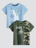 CODEZ Boys Pack Of 2 Round Neck Printed Tshirts